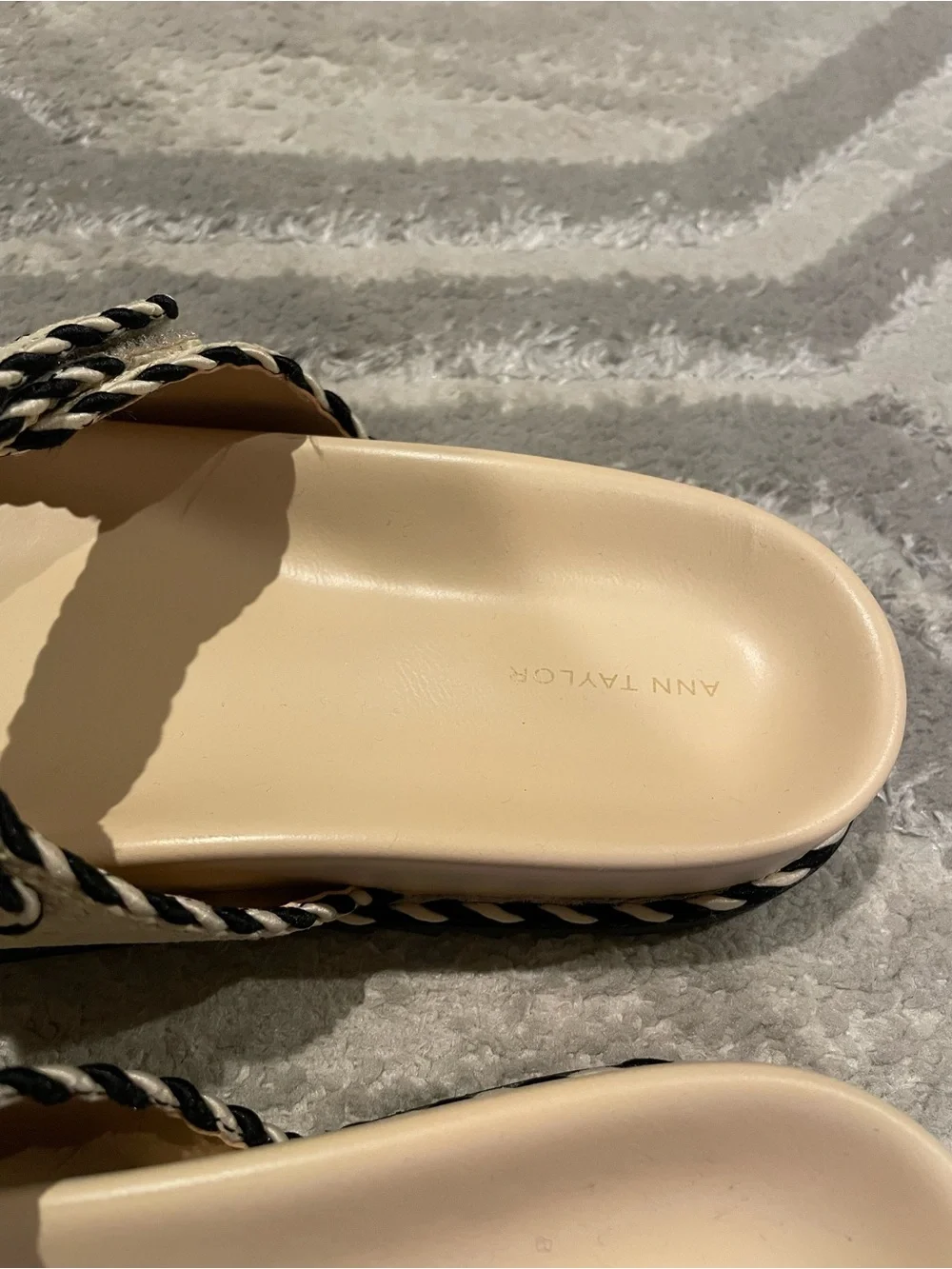 Beige Slide Sandals with Black Trim